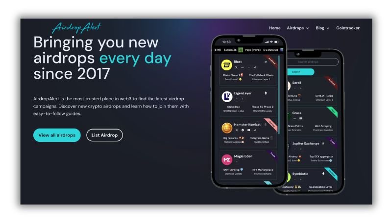 AirDropAlert is known as an old platform within crypto-airdrop space