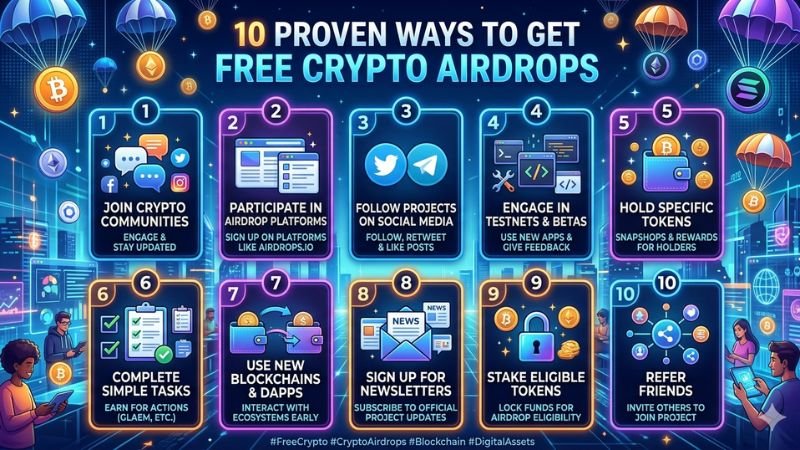 Airdrops is one of the best ways to get free crypto tokens