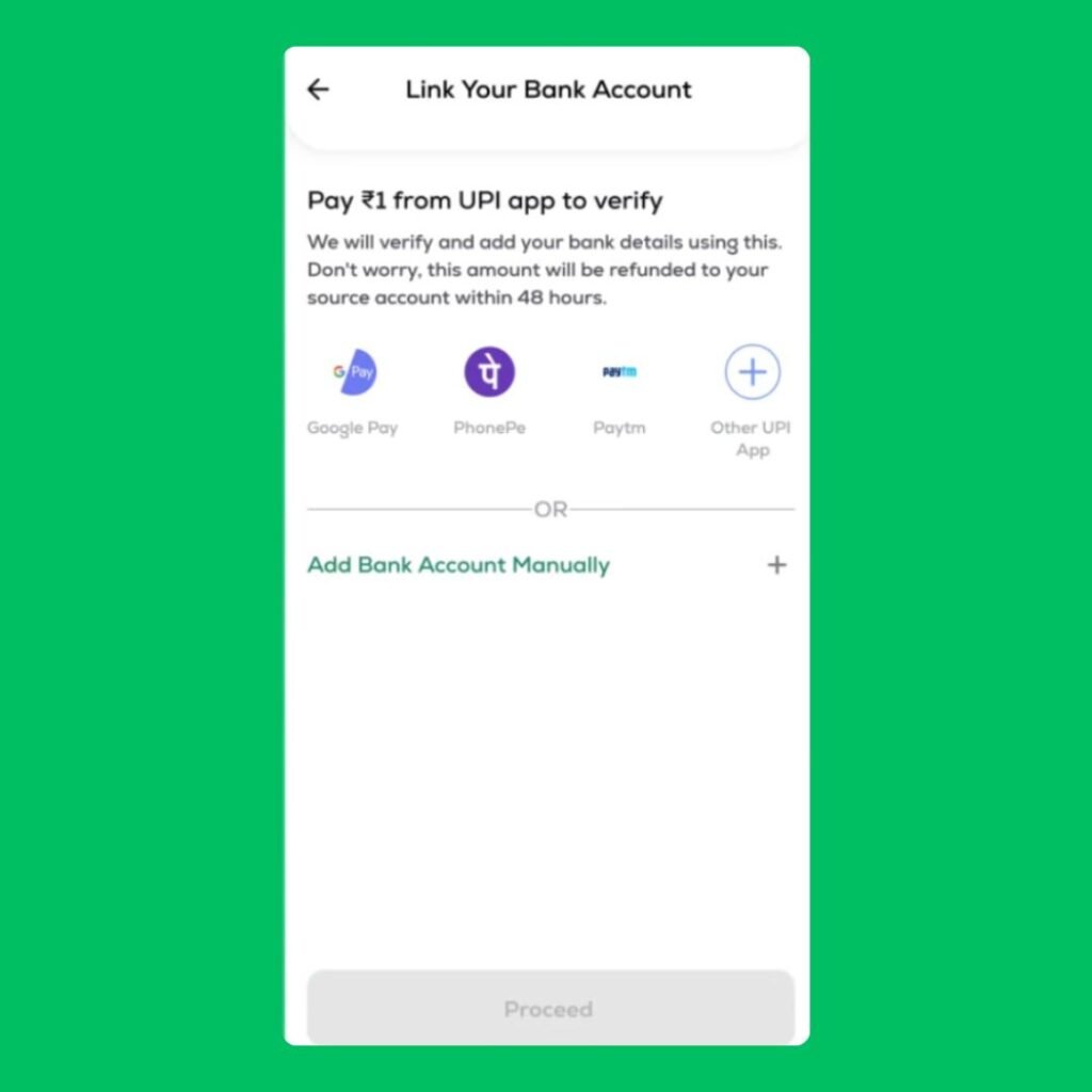 Add your bank account details 