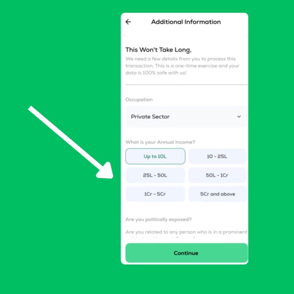 Select your occupation type and income range